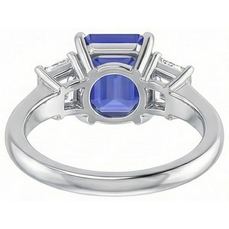 Bague 3 Saphirs Bleus Sertis De Diamants