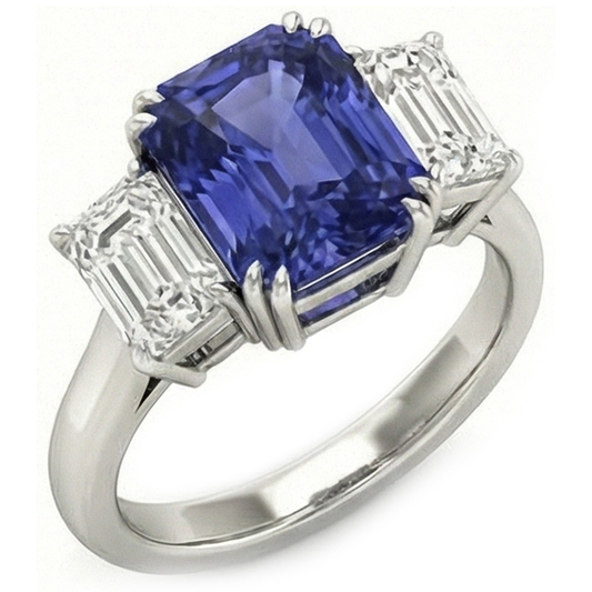 naturel radiant saphir 3carats bague angle de côté