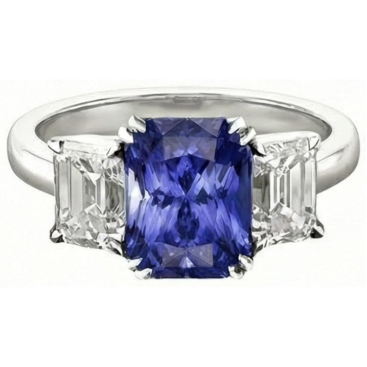 naturel radiant saphir 3carats bague détail rapproché