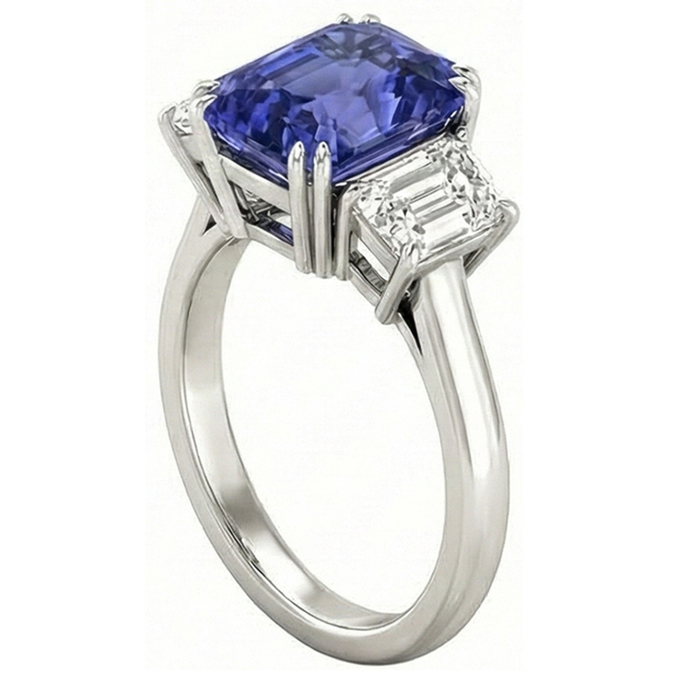 naturel radiant saphir 3carats bague vue de dessus