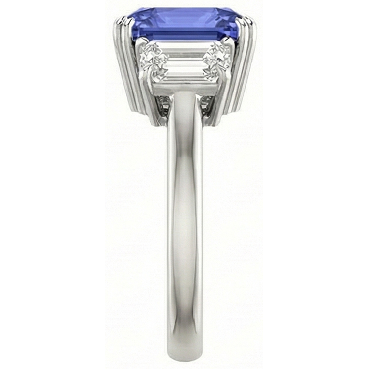 naturel radiant saphir 3carats bague vue de profil