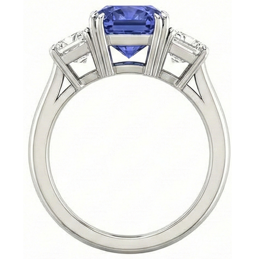 naturel radiant saphir 3carats bague sur blanc