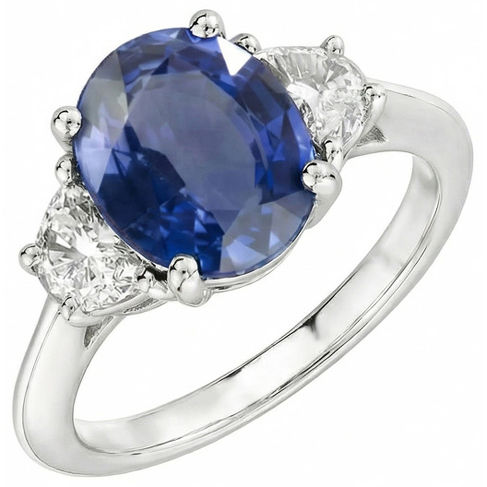 naturel oval diamant 2carats bague angle de côté