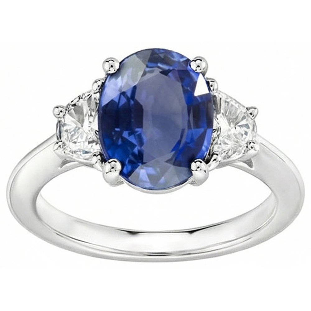naturel oval diamant 2carats bague vue de face