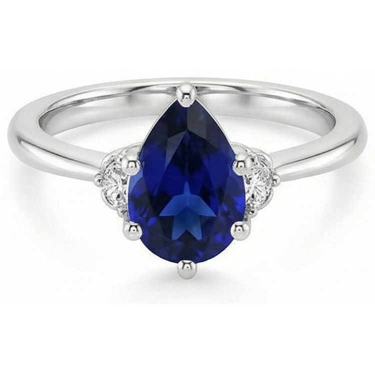 naturel pear diamant 6.75carats bague détail rapproché