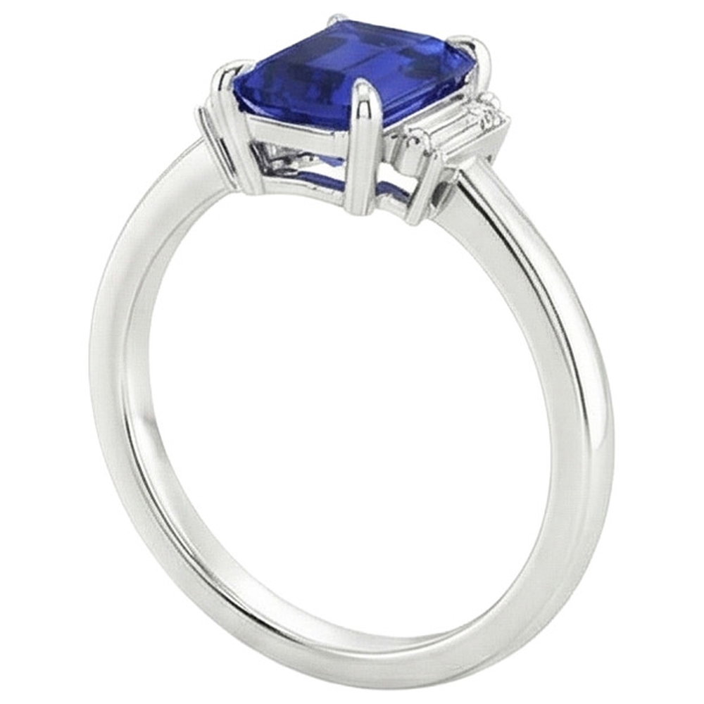 naturel baguette diamant 2.50carats bague vue de dessus