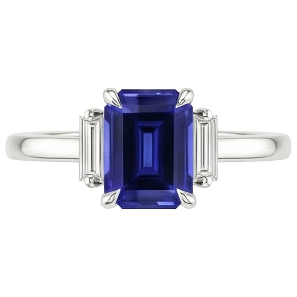 naturel baguette diamant 2.50carats bague détail rapproché
