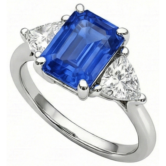 naturel trillion diamant 2.50carats bague angle de côté