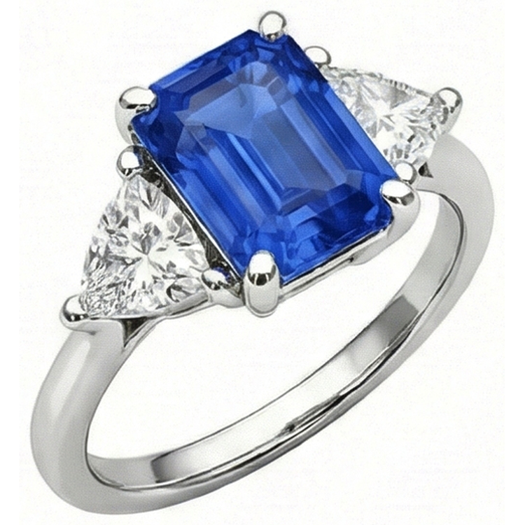 naturel trillion diamant 2.50carats bague détail rapproché