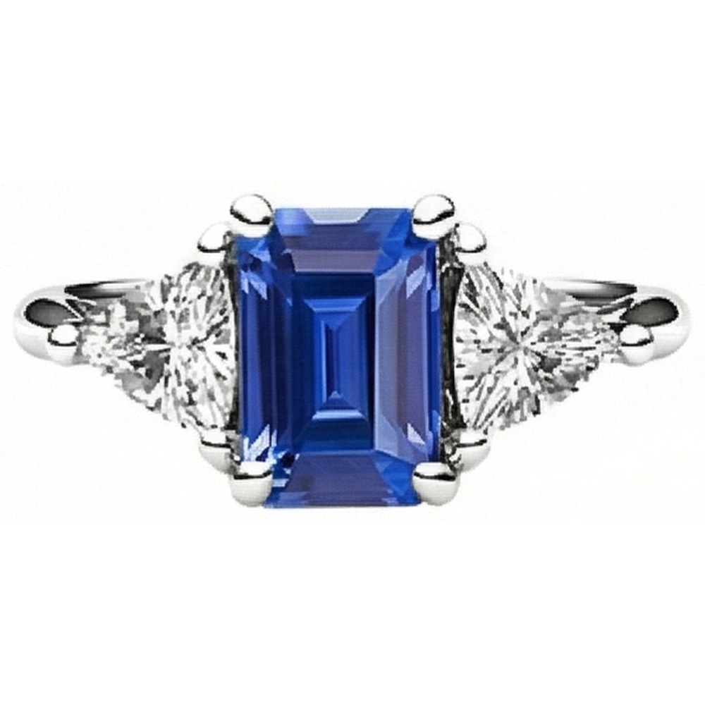 naturel trillion diamant 2.50carats bague vue de dessus