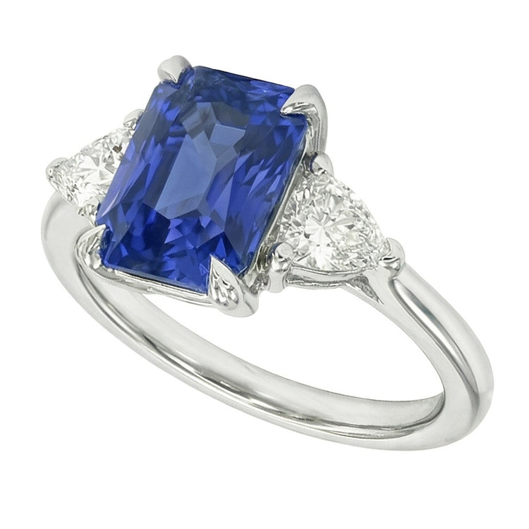 Bague 3 pierres en saphir rayonnant pour femme et mille milliards de diamants 2.25 carats