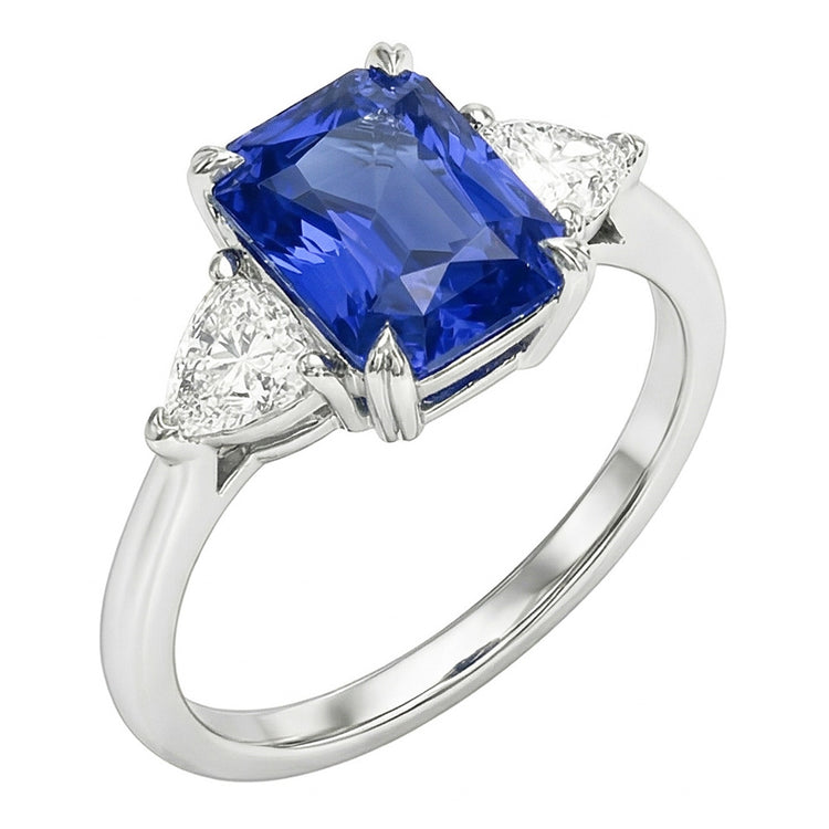 Bague 3 pierres en saphir rayonnant pour femme et mille milliards de diamants 2.25 carats