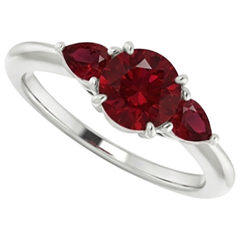naturel round rubis 1.50carats bague angle de côté