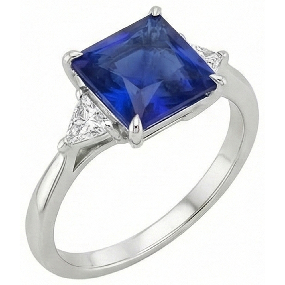 naturel princess saphir 5.50carats bague angle de côté