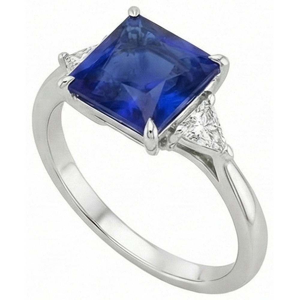 naturel princess saphir 5.50carats bague vue de dessus
