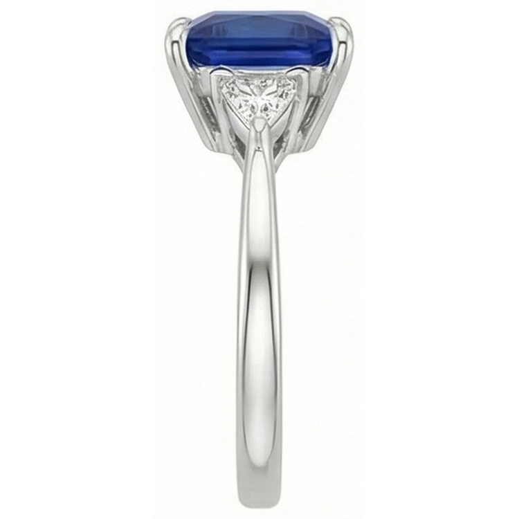naturel princess saphir 5.50carats bague vue de profil