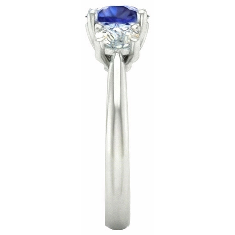 Bague 3 pierres sertie de griffes rondes diamants saphir bijoux en or 5 carats