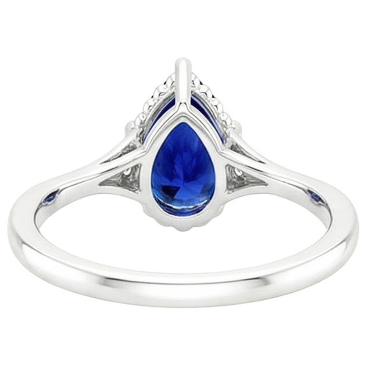 naturel pear diamant 3.25carats bague angle de côté