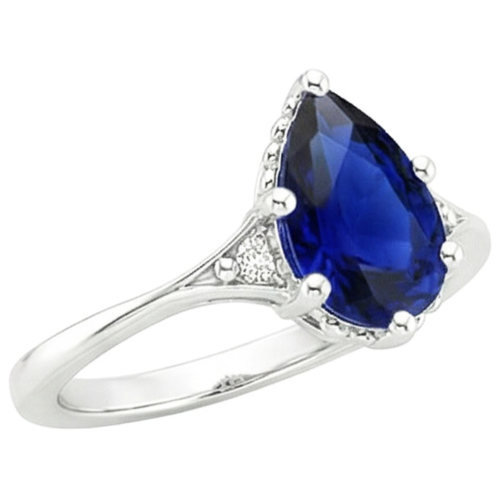 naturel pear diamant 3.25carats bague détail rapproché