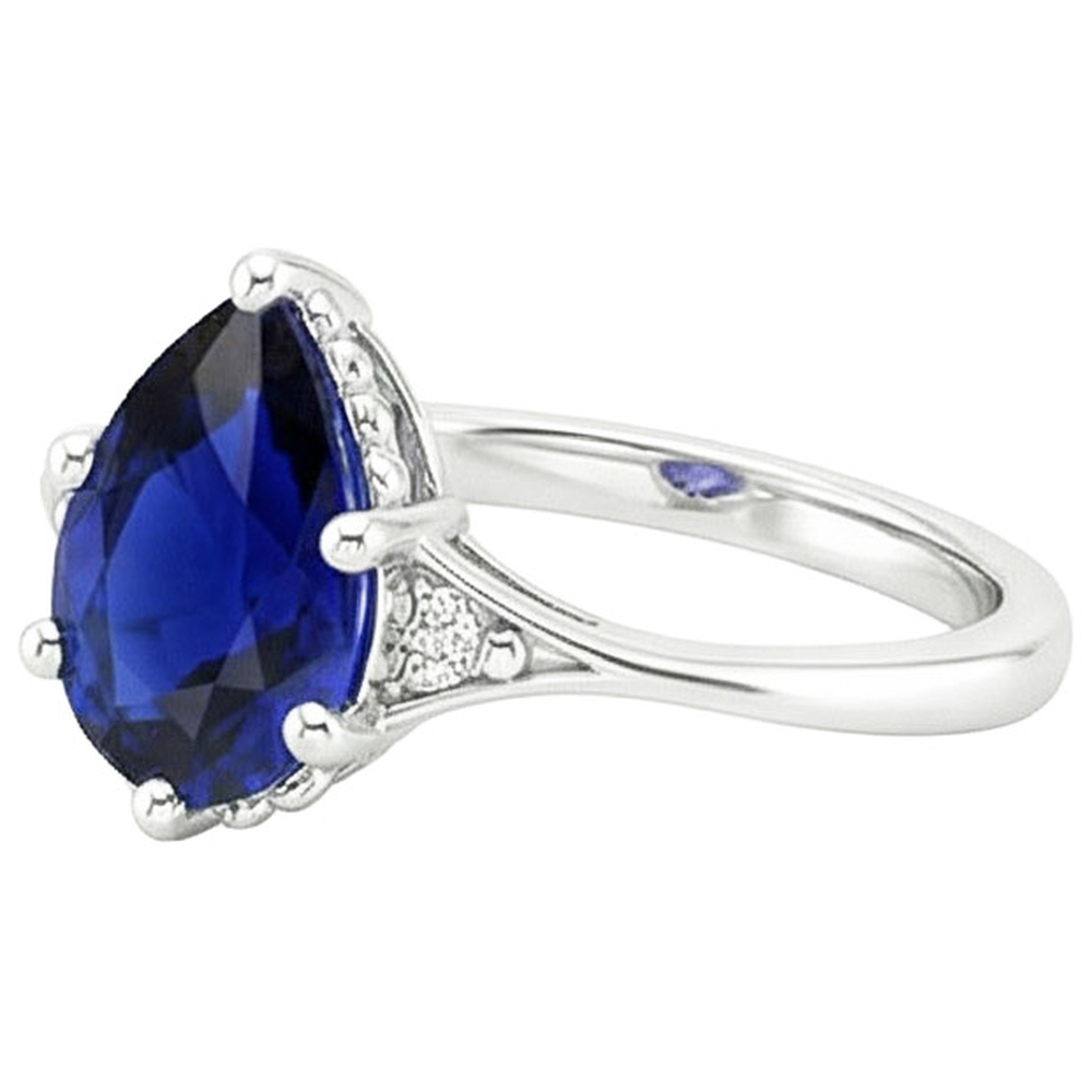 naturel pear diamant 3.25carats bague vue de dessus