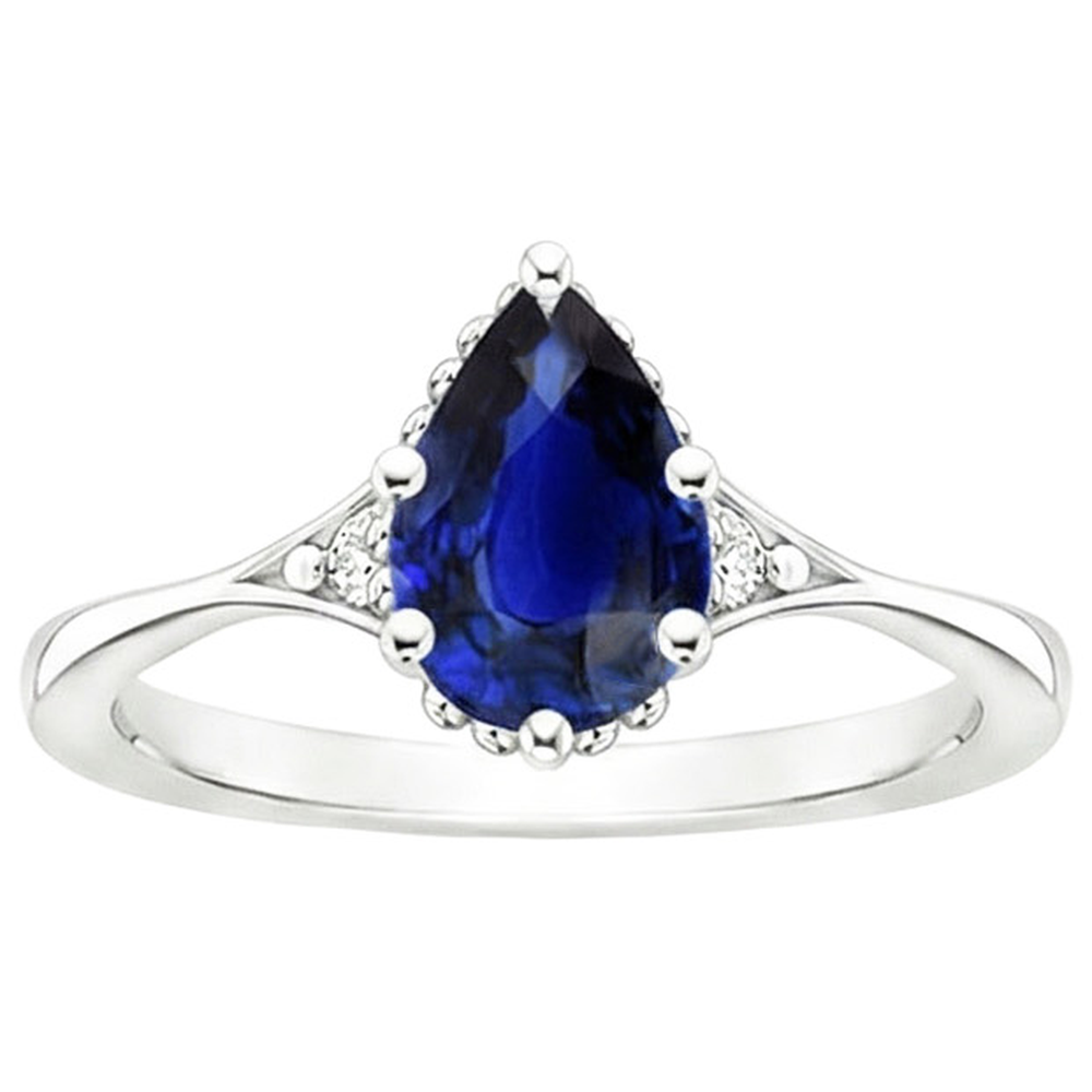 naturel pear diamant 3.25carats bague vue de profil