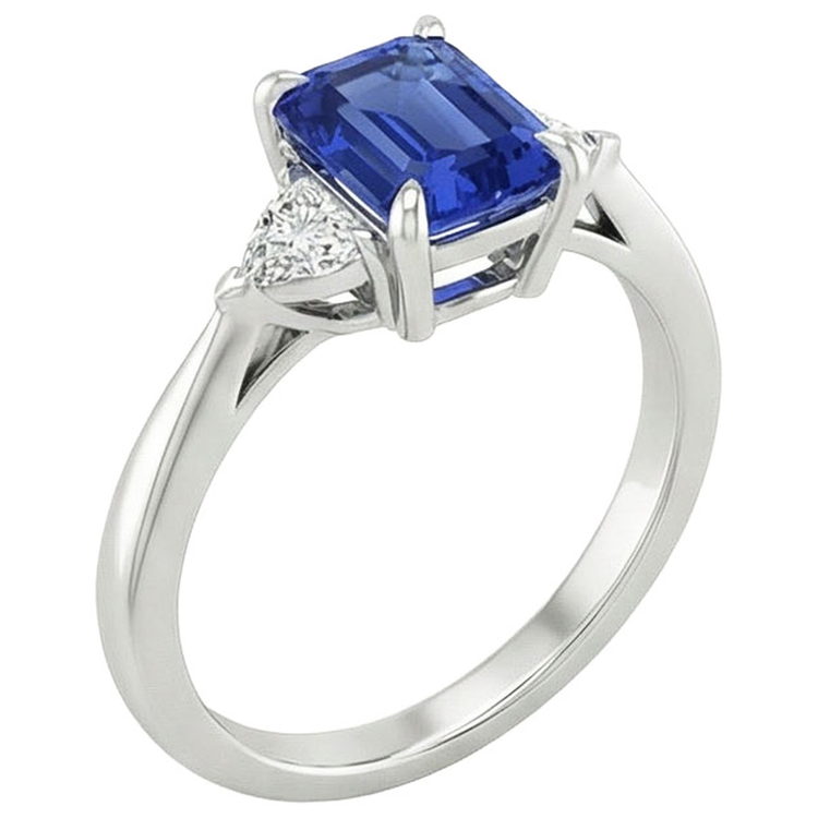 naturel trillion saphir 3.25carats bague angle de côté