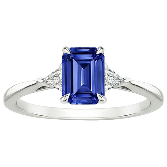naturel trillion saphir 3.25carats bague vue de dessus