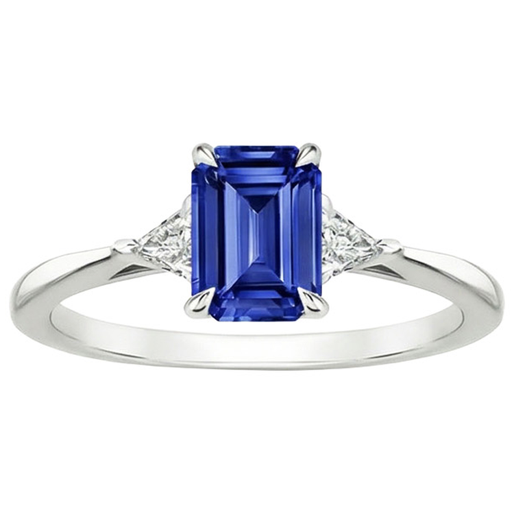 naturel trillion saphir 3.25carats bague vue de dessus