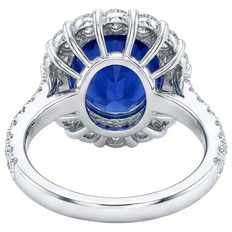 naturel oval diamant 6carats bague sur blanc