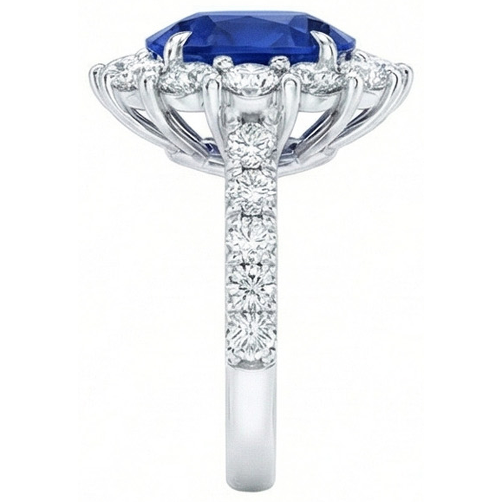 naturel oval diamant 6carats bague vue de profil