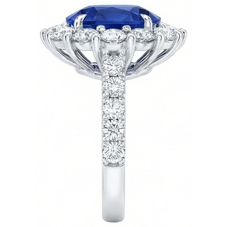 naturel oval diamant 6carats bague vue de profil