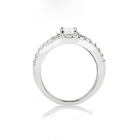 Bague A Tige Fendue En Véritable Diamant Avec Accents 1.40 Cts. Bijoux Or Blanc
