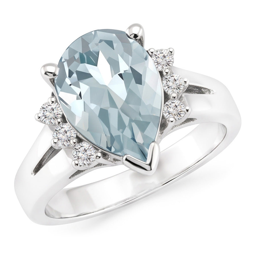 Bague Aigue-marine et diamants 13.25 carats en or blanc 14 carats