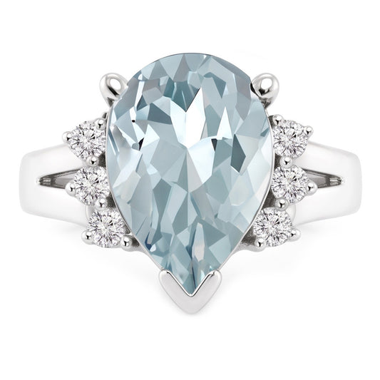Bague Aigue-marine et diamants 13.25 carats en or blanc 14 carats