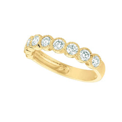 Bague Alliance Demi Éternité Réel Diamant 1 Carat Or Jaune 14K