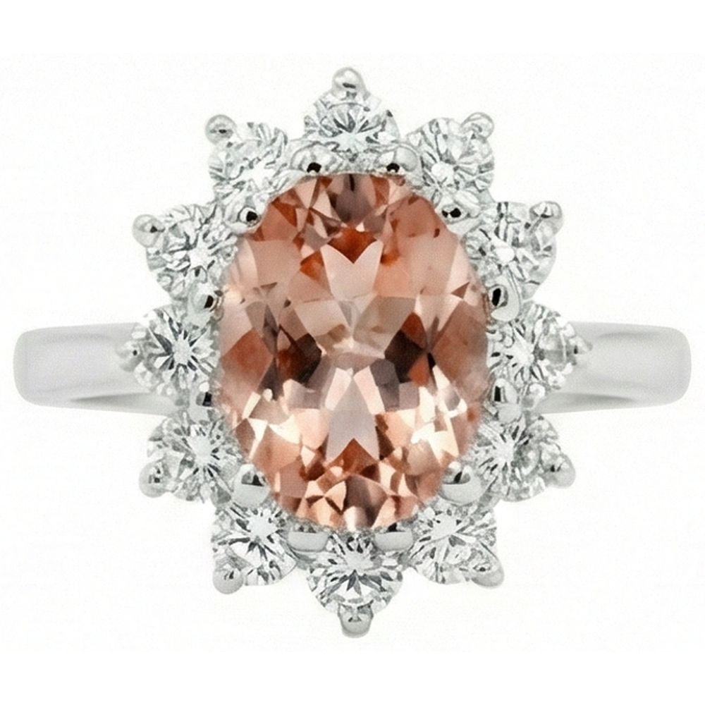 naturel oval morganite 11carats bague angle de côté