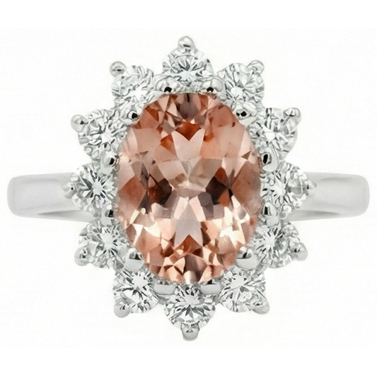 naturel oval morganite 11carats bague angle de côté