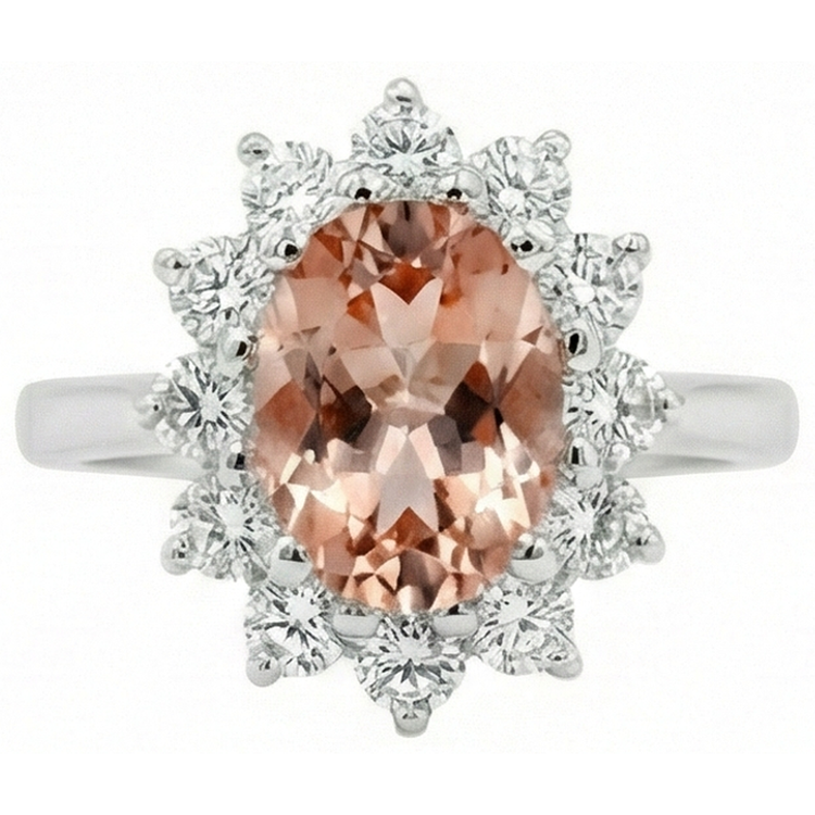 naturel oval morganite 11carats bague angle de côté