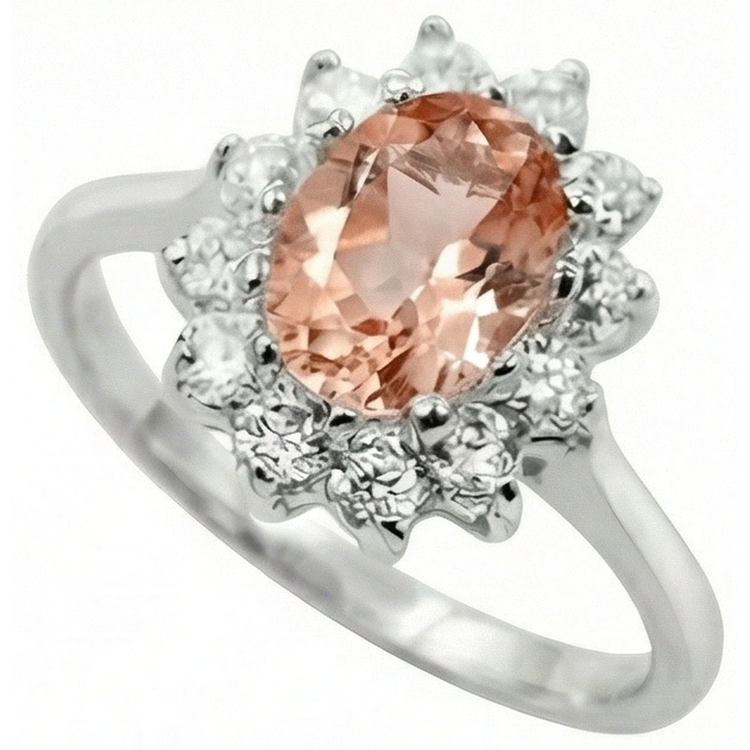 naturel oval morganite 11carats bague détail rapproché