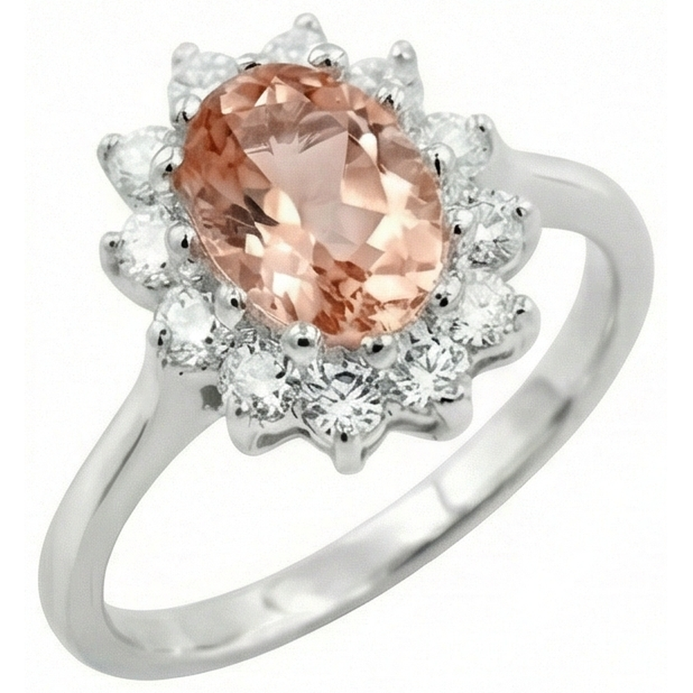 naturel oval morganite 11carats bague vue de dessus