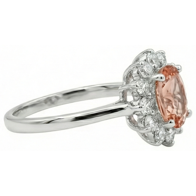 naturel oval morganite 11carats bague vue de profil