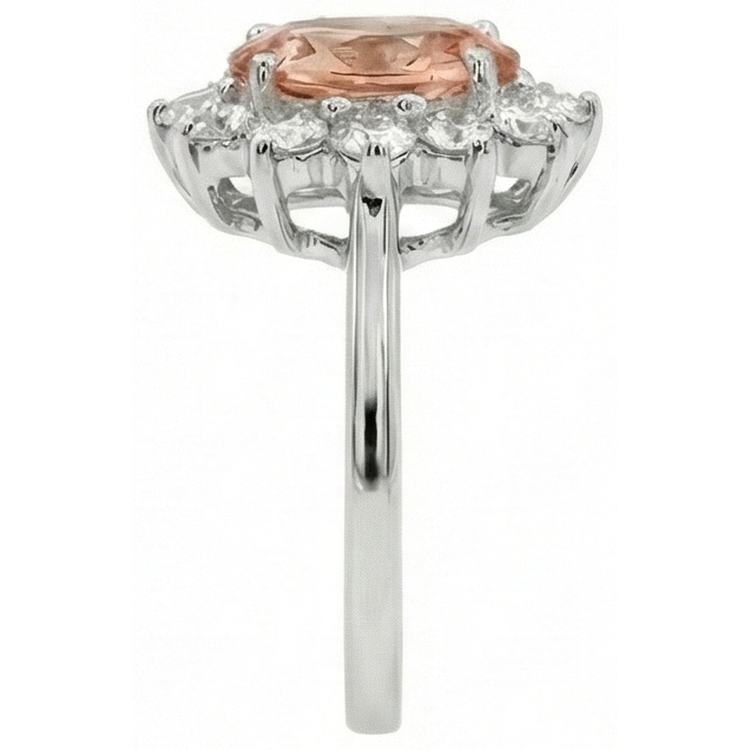 naturel oval morganite 11carats bague sur blanc