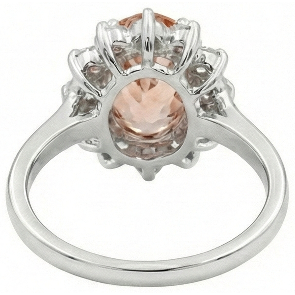 naturel oval morganite 11carats bague avec accents diamants