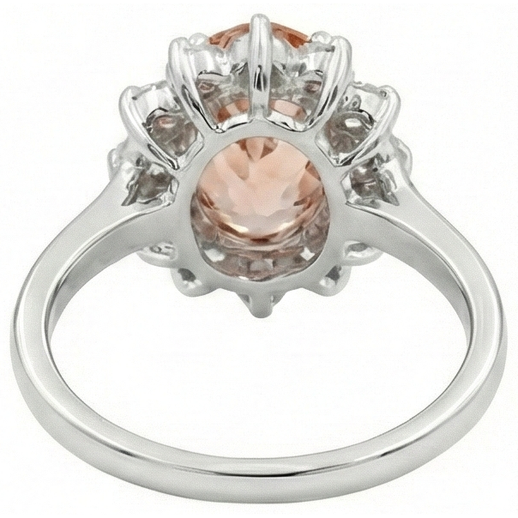 naturel oval morganite 11carats bague avec accents diamants