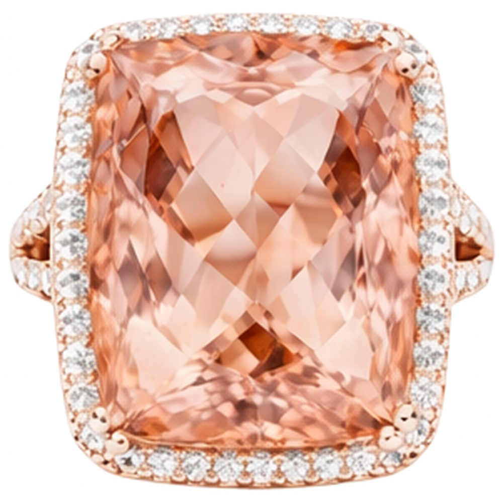 naturel cushion morganite 17carats bague angle de côté