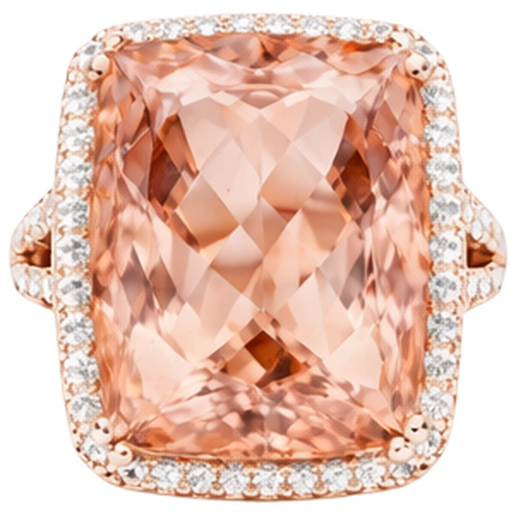 naturel cushion morganite 17carats bague angle de côté