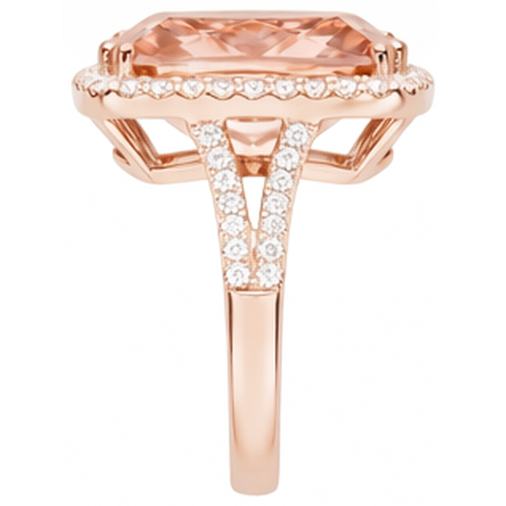 naturel cushion morganite 17carats bague vue de profil