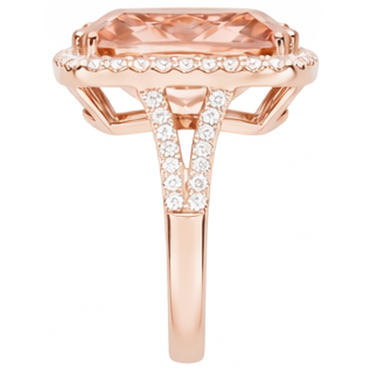 naturel cushion morganite 17carats bague vue de profil