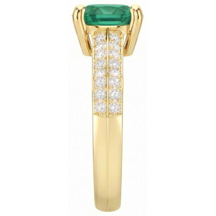 Bague Anniversaire 2.25 Ct Émeraude Vert Taille Ronde Et Diamants Or Jaune