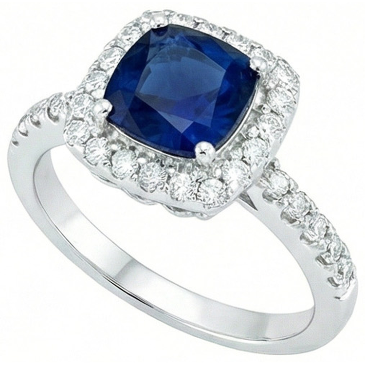 naturel cushion diamant 3.50carats bague détail rapproché
